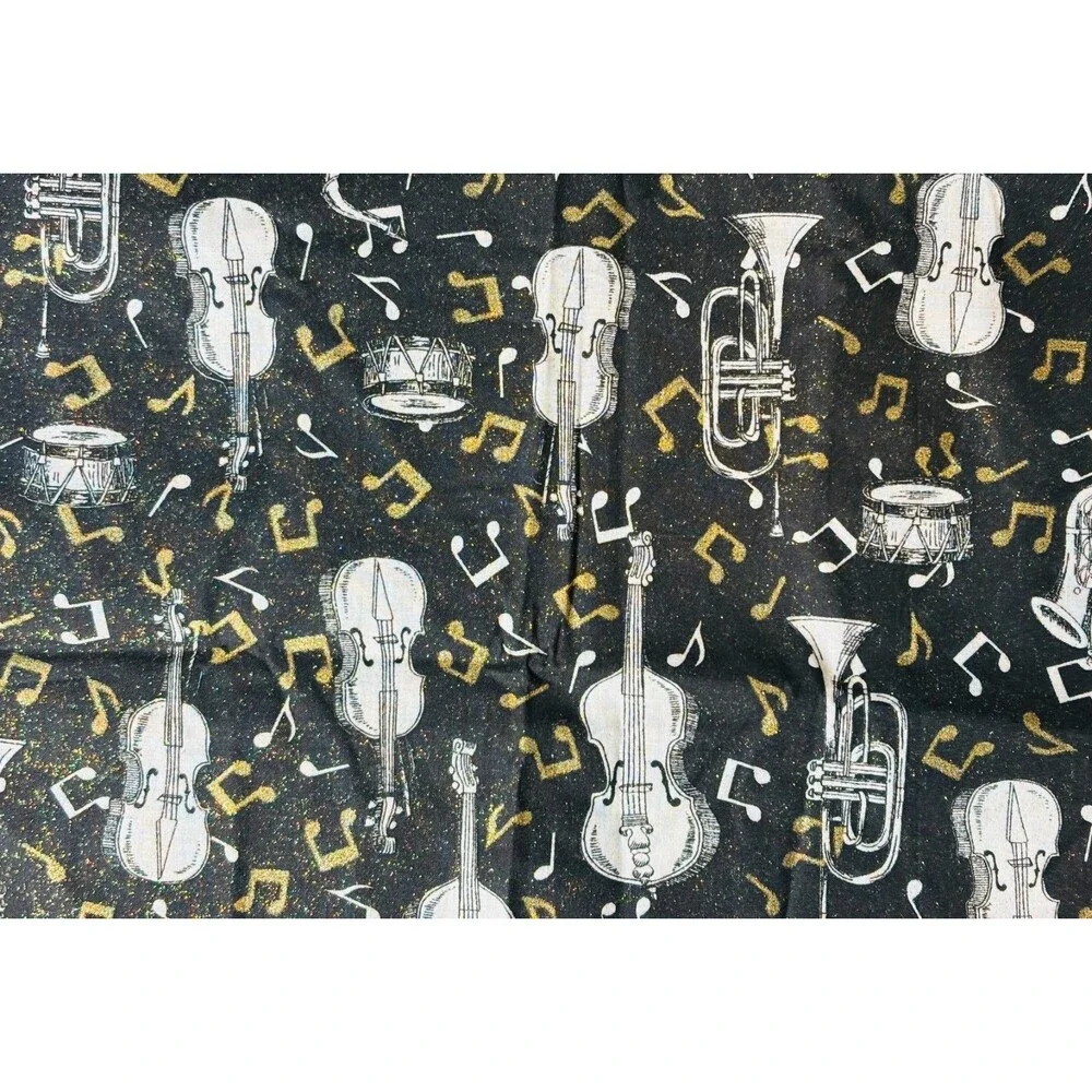 Vintage Fabric Traditions Music Instruments Cotton Fabric 25